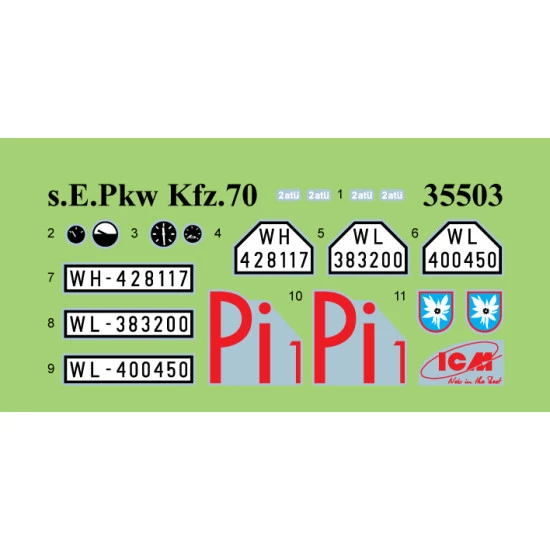 ICM 35503 1/35 s.E.Pkw Kfz.70 w/ Zwillingssockel 36 WWII German military vehicle