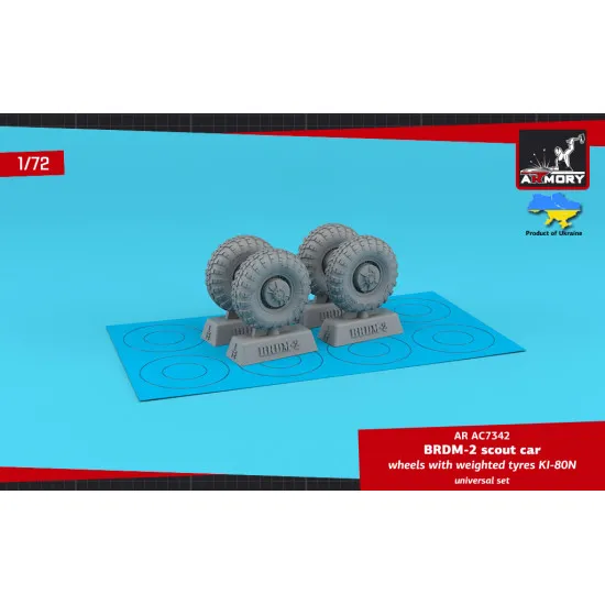 Armory AC7342 1/72 BRDM-2 scout car wheels w/ weighted tyres KI-80N