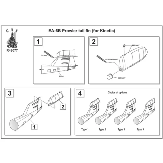 Us Stock Cat4-r48077 - 1/48 - Ea-6b Prowler Tail Fin For Kinetic