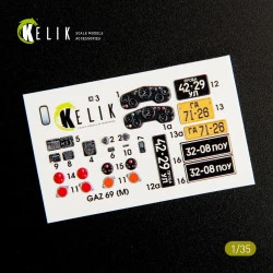 Kelik K35007 - 1/35 GAZ 69 4x4 Utility Truck interior 3D decals for Bronco kit