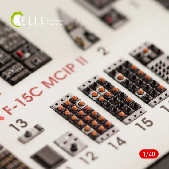 Kelik K48044 - 1/48 - F-15C MSIP II Eagle interior 3D decals for GWH kit