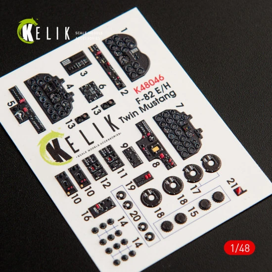 Kelik K48046 - 1/48 - F-82 E/H Twin Mustang interior 3D decals for Modelsvit