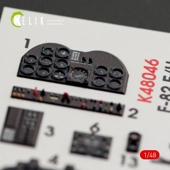 Kelik K48046 - 1/48 - F-82 E/H Twin Mustang interior 3D decals for Modelsvit