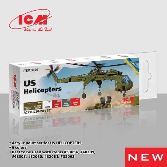 ICM 3026 - Acrylic paint set for US Helicopters for ICM 53054