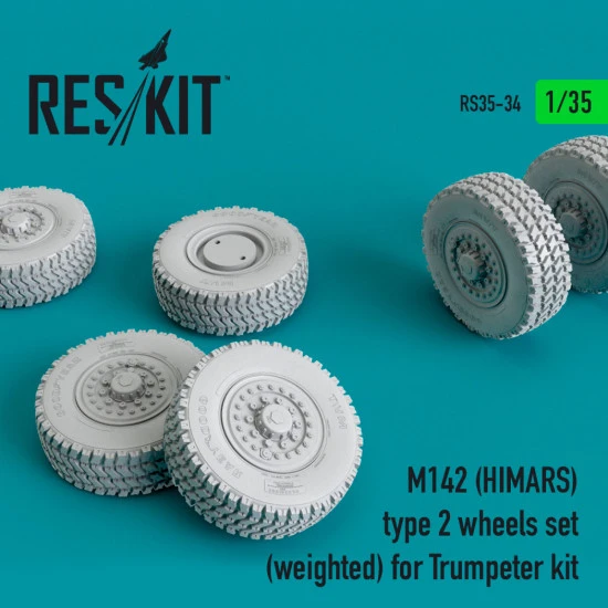 Reskit RS35-0034 1/35 M142 HIMARS type 2 wheels set (weighted) for Trumpeter kit Reskit RS35-0034 1/35 M142 HIMARS type 2 wheels set (weighted) for Trumpeter kit
