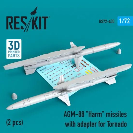 Reskit RS72-0400 1/72 AGM-88 Harm missiles with adapter for Tornado 2 pcs