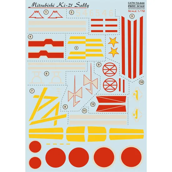 Print Scale 72-444 1/72 Decal for Mitsubishi Ki-21 Military aircraft