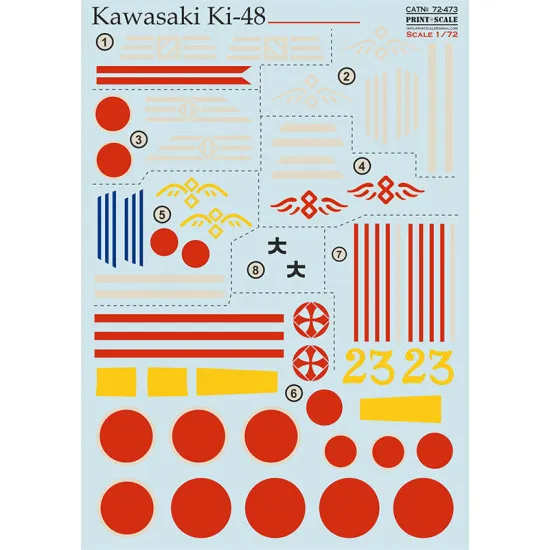Print Scale 72-473 1/72 Decal for Kawasaki Ki-48 Military aircraft