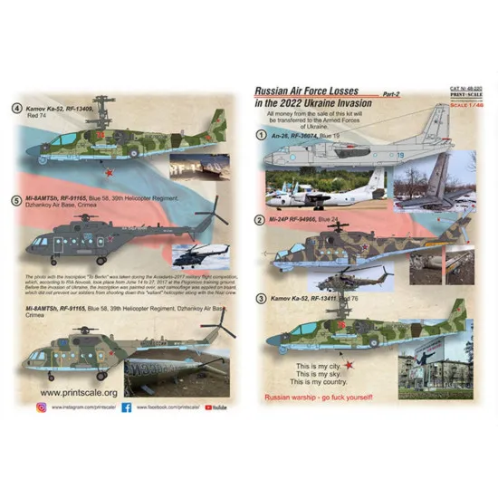 Print Scale 48-220 1/48 Russian Air Forces Losses In Ukraine Invasion 2