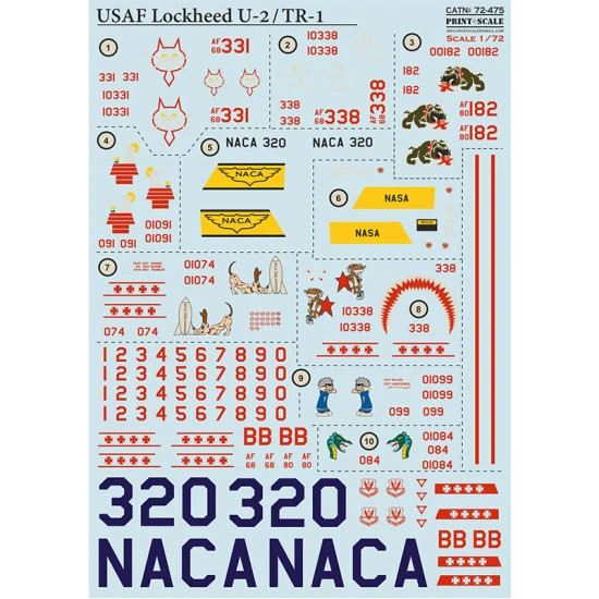 Print Scale 72-475 1/72 Lockheed U-2/TR-1 Decal for aircraft