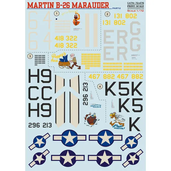 Print Scale 72-476 1/72 B-26 Marauder Part 2 Decal for aircraft