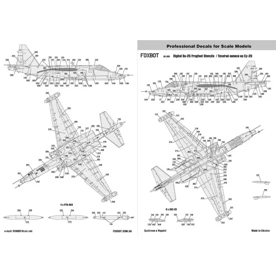Foxbot 32-026 1/32 Stencils for Digital Su-25 Frogfoot Decal