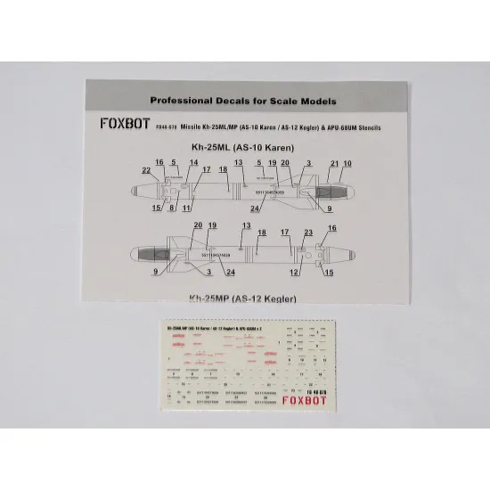 Foxbot 48-078 1/48 Kh-25ML/MP AS-10 Karen AS-12 Kegler & APU-68UM Stencils