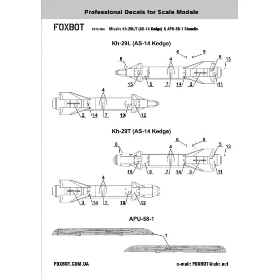 Foxbot 72-064 - 1/72 - Kh-29L/T & APU-58-1 Stencils