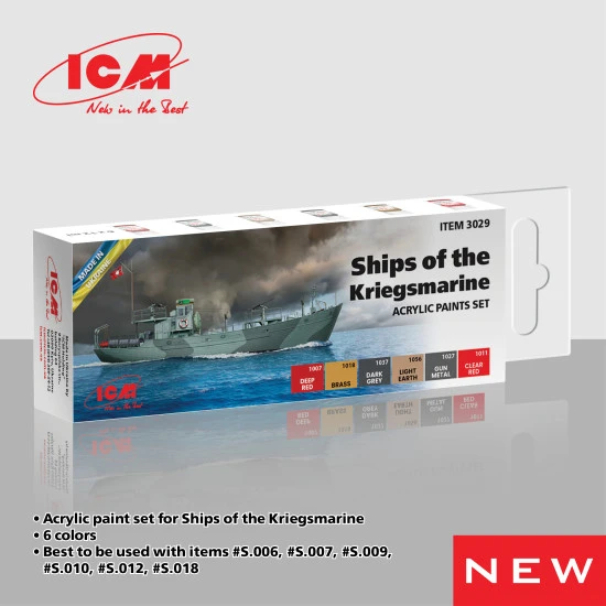 ICM 3029 - Ðcrylic paints set for ships of the Kriegsmarine