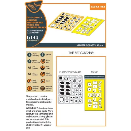 Clear Prop CPA144002 - 1/144 - OV-1 A/JOV-1A Mohawk PE parts and painting mask