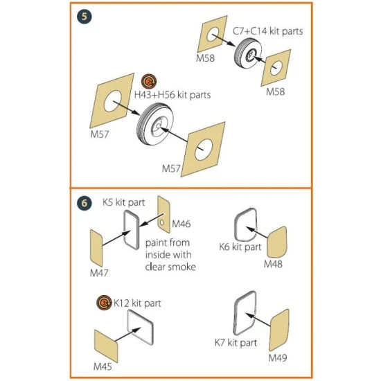 Clear Prop CPA35001 1/35 CH-54 painting mask on yellow kabuki paper ICM 53054