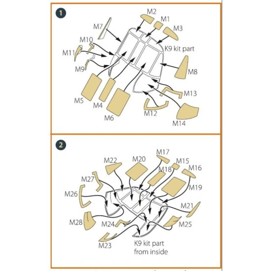 Clear Prop CPA35001 1/35 CH-54 painting mask on yellow kabuki paper ICM 53054