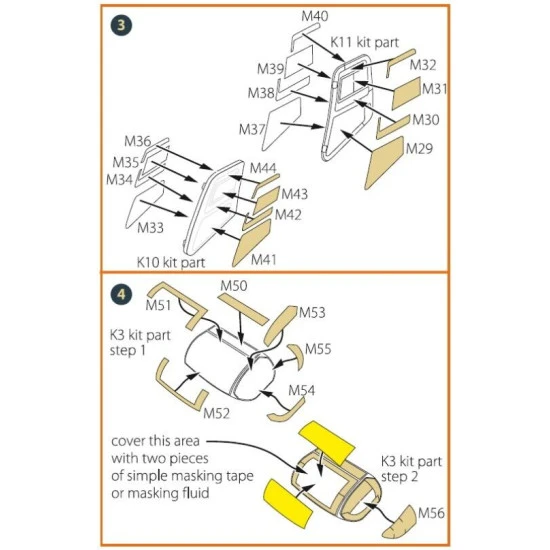 Clear Prop CPA35001 1/35 CH-54 painting mask on yellow kabuki paper ICM 53054