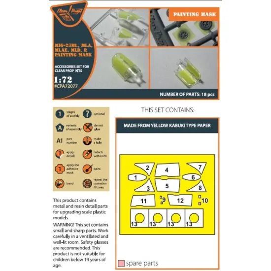 Clear Prop CPA72077 1/72 MiG-23ML, MLD, P, MLAE PE set for CP kits