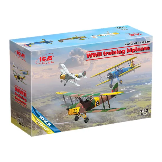 ICM 32039 1/32 WWII biplanes Bucker Bu 131D, DH.82A Tiger Moth, Stearman PT-17