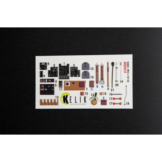 Kelik K32008 - 1/32 - Ki-61-I interior 3D decals for Hasegawa kit
