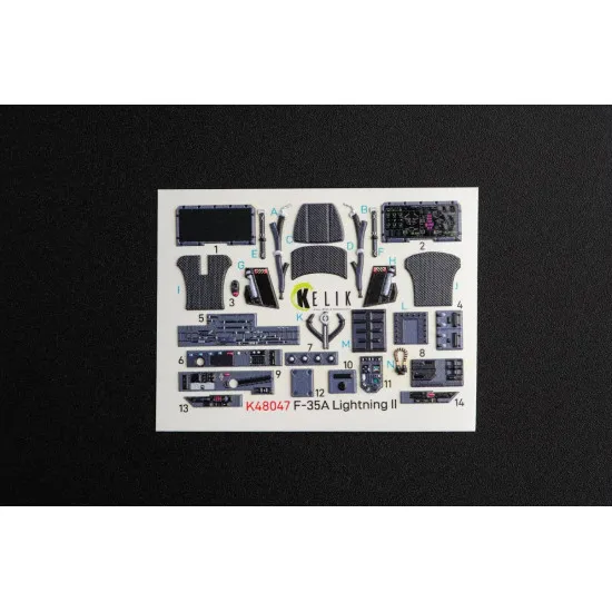 Kelik K48047 - 1/48 F-35A Lightning II interior 3D decals for Kitty Hawk kit