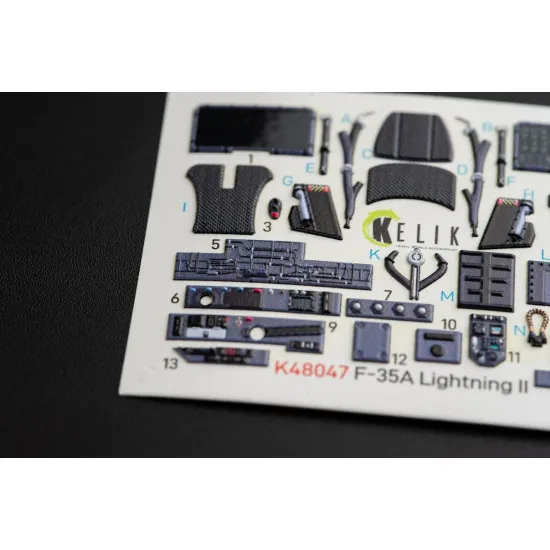Kelik K48047 - 1/48 F-35A Lightning II interior 3D decals for Kitty Hawk kit