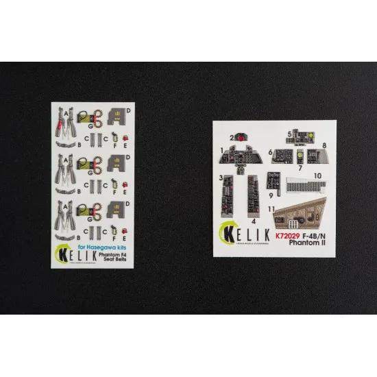 Kelik K72029 1/72 F-4B N Phantom II interior 3D decals for Hasegawa kit