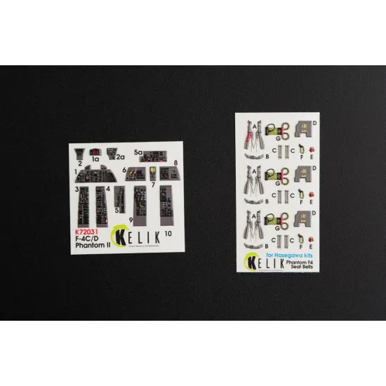 Kelik K72031 1/72 F-4 Phantom II interior 3D decals for Hasegawa kit