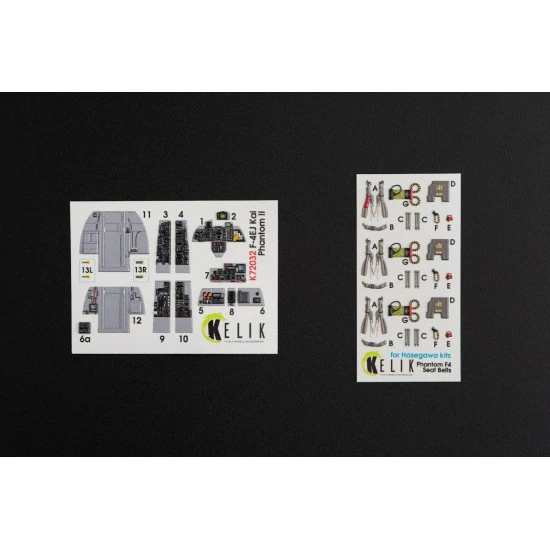 Kelik K72032 1/72 F-4EJ Kai Phantom II interior 3D decals for Hasegawa kit