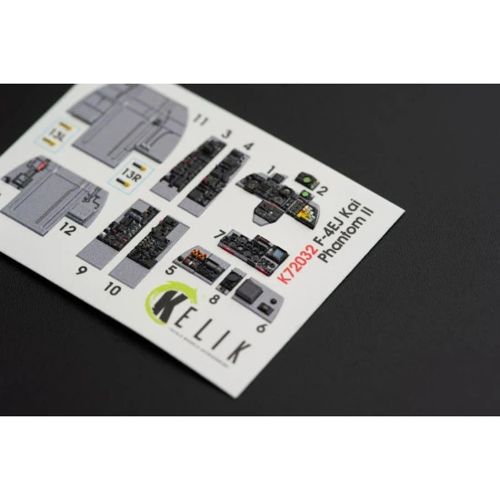 Kelik K72032 1/72 F-4EJ Kai Phantom II interior 3D decals for Hasegawa kit