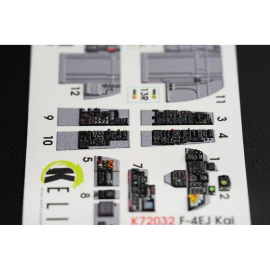 Kelik K72032 1/72 F-4EJ Kai Phantom II interior 3D decals for Hasegawa kit