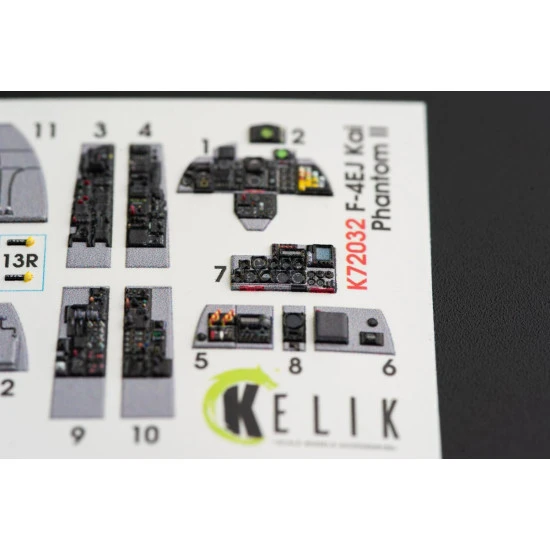 Kelik K72032 1/72 F-4EJ Kai Phantom II interior 3D decals for Hasegawa kit