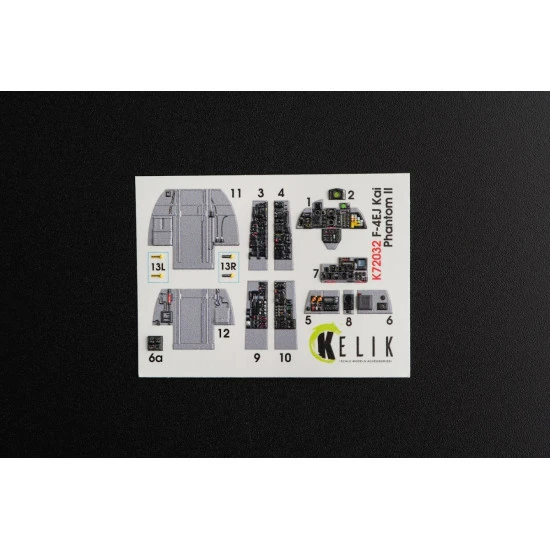 Kelik K72032 1/72 F-4EJ Kai Phantom II interior 3D decals for Hasegawa kit