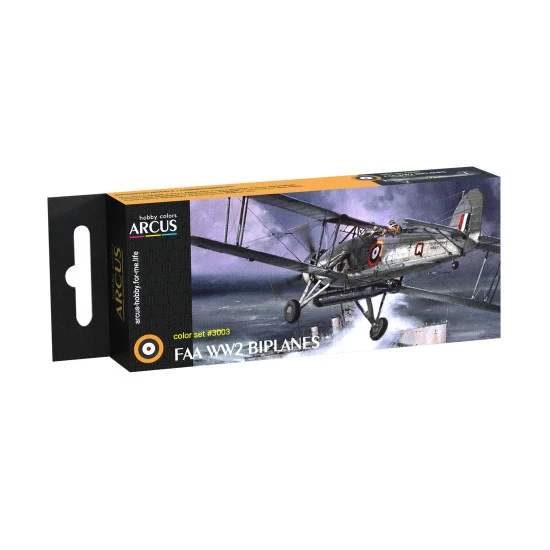 Arcus 3003 Enamel paints set FAA WW2 Biplanes 6 colors in set 10ml