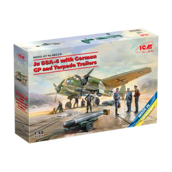 ICM 48229 1/48 Ju 88A-4 with German Ground Personnel and Torpedo Trailers