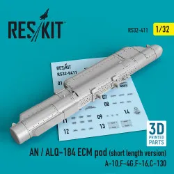 Reskit RS32-0411 1/32 AN / ALQ-184 ECM pod (short length version) (A-10,F-4G,F-16,C-130) (3D printing)