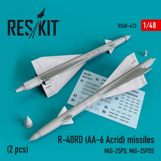 Reskit RS48-0413 1/48 R-40RD (AA-6 Acrid) missiles (2 pcs) (MiG-25PD, MiG-25PDS)