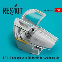 Reskit RSU48-0235 1/48 EF-111 Cockpit with 3D decals for Academy kit