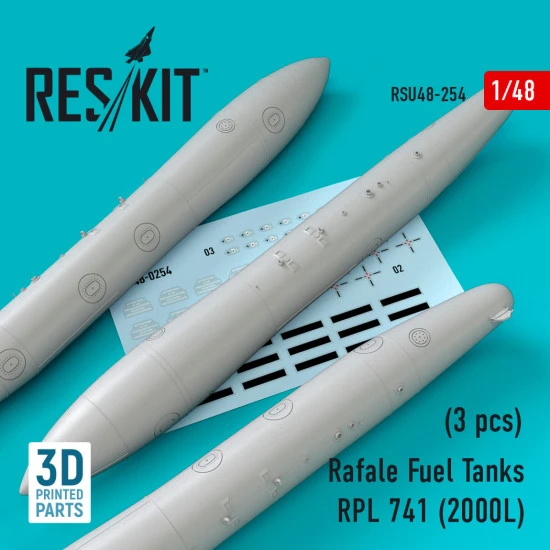 Reskit RSU48-0254 1/48 Rafale Fuel Tanks RPL 741 (2000L) (3 pcs) (3D printing)