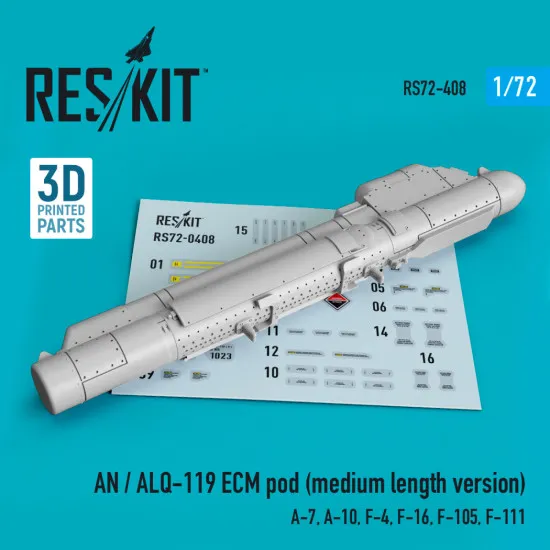 Reskit RS72-0408 1/72 AN / ALQ-119 ECMpod (medium length version) (A-7, A-10, F-4, F-16, F-105, F-111) (3D printing)