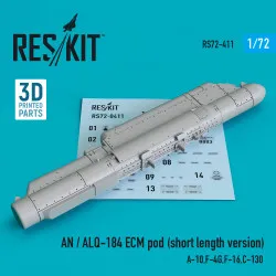 Reskit RS72-0411 1/72 AN / ALQ-184 ECM pod (short length version) A-10,F-4G,F-16