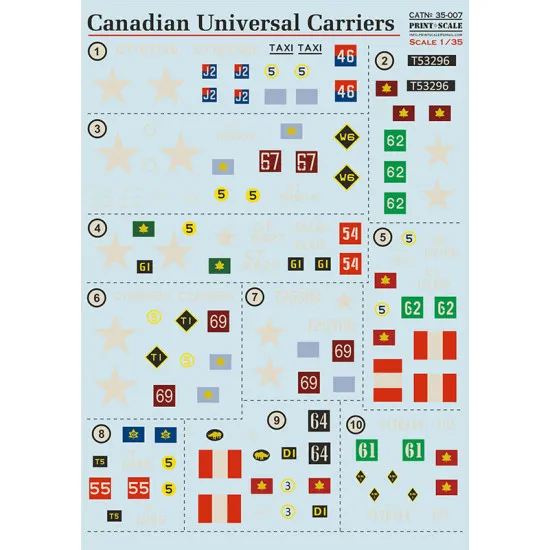 Print Scale 35-007 - 1/35 - Decal for Canadian Universal Carriers