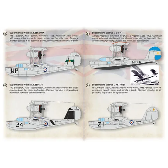 Print Scale 72-484 1/72 Supermarine Walrus. Decal for aircraft