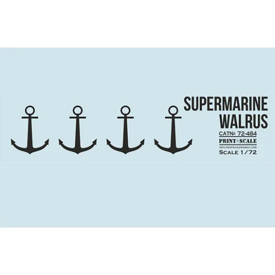 Print Scale 72-484 1/72 Supermarine Walrus. Decal for aircraft