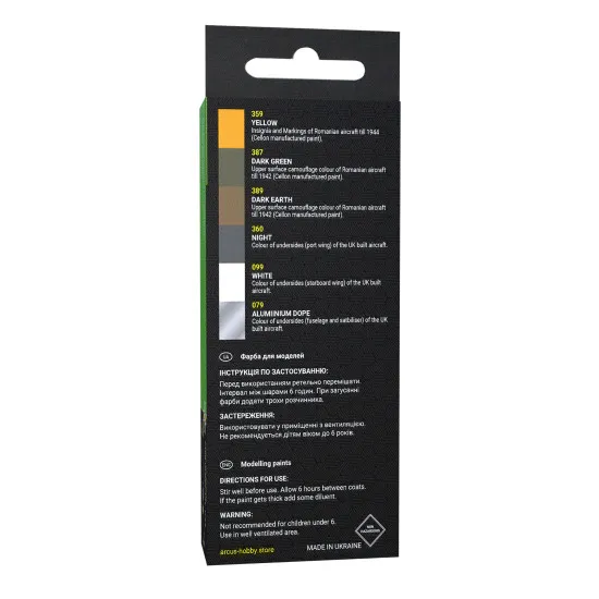 Arcus A4003 Acrylic paints set FARR Hurricane Aces 6 colors in set 10ml
