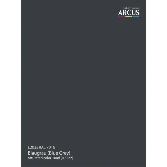 Arcus 203 Enamel paint. Wehrmacht. RAL 7016 Blaugrau (Blue Grey) 10ml