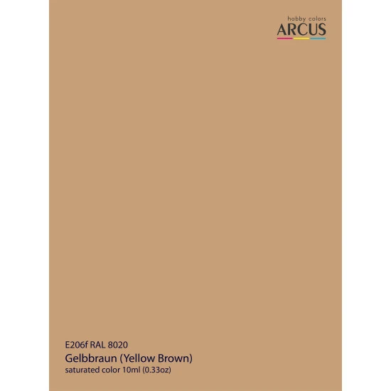 Arcus 206 Enamel paint. Wehrmacht. RAL 8020 Gelbbraun (Yellow Brown) 10ml