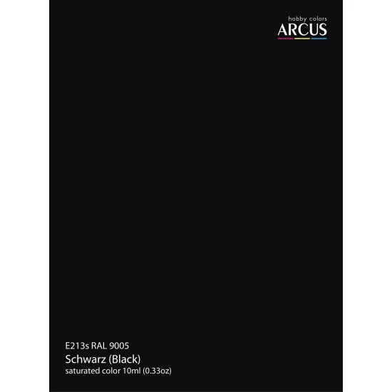 Arcus 213 Enamel paint. Wehrmacht. RAL 9005 Schwarz (Black) 10ml